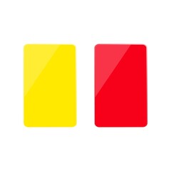 Realistic yellow and red football card. Referee cards in soccer. Vector