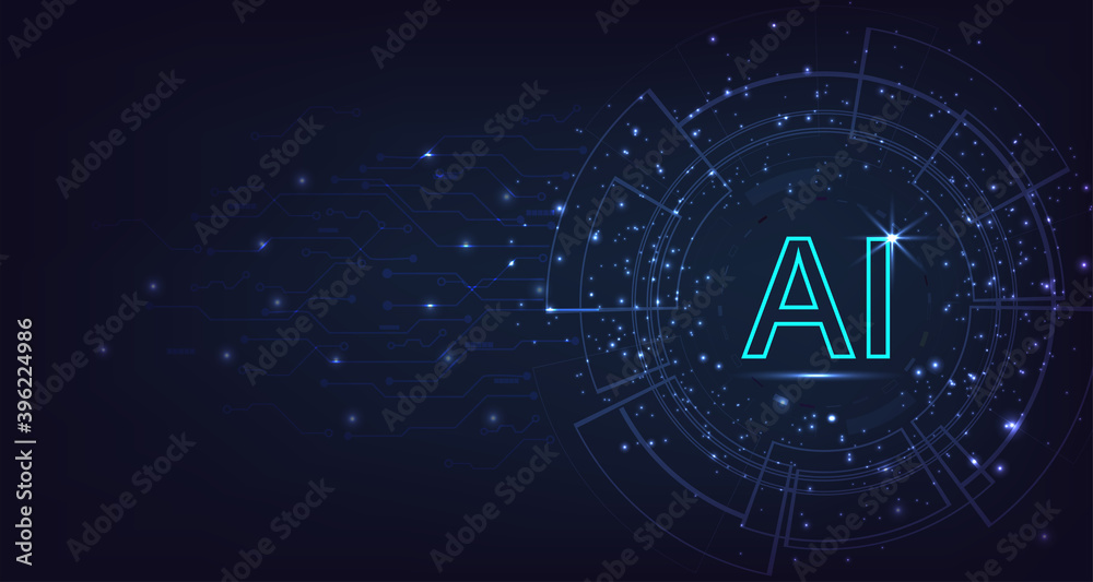 Fototapete artificial intelligence. artificial intelligence and machine learning concept. vector symbol (ai). a