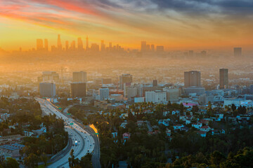 Los Angeles skyline looking from Hollywood