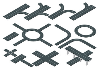 Vector isometric road and highway elements