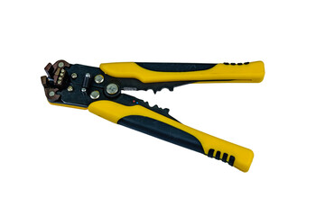 Yellow wire stripper isolated on a white background