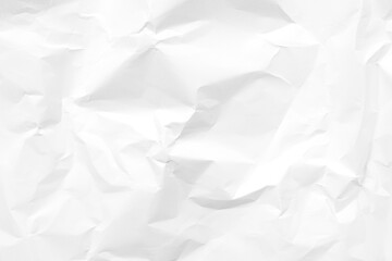 White crumpled paper texture background. Clean white paper. Top view.