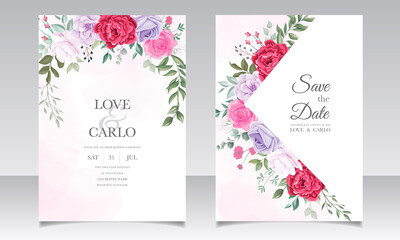 Wedding invitation card with beautiful blooming floral