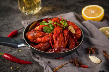 closeup gourmet  lobster on old wooden table