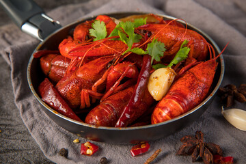 closeup gourmet  lobster on old wooden table