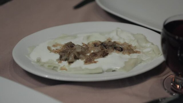 Traditional Karsa pasty. Close-up shot