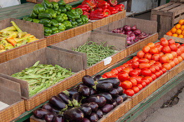 Fruit and vegetable stall in the Puerto de Frutos open market in Buenos Aires.