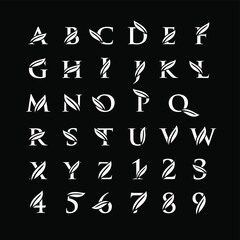 set collection alphabet letter leaf logo