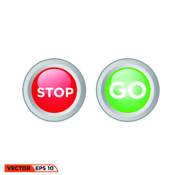 Icon vector graphic of Button Go 3D, green light, red light, good for template illustration