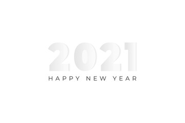 2021 Happy New Year background illustration with paper cut art style.