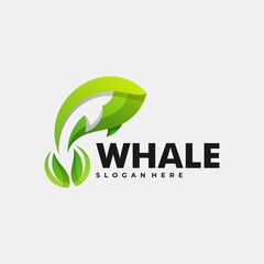 Vector Logo Illustration Whale Gradient Colorful Style.
