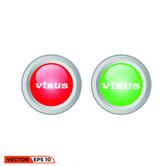 Icon vector graphic of Button Virus 3D, green light, red light, good for template illustration