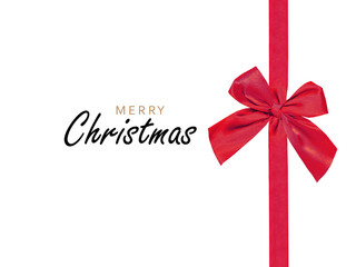 Merry Christmas Holiday background. textured pattern, pull ribbon bow red.