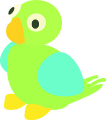 multicolored textile bird children's paper crafts, vector drawing, isolate on white background