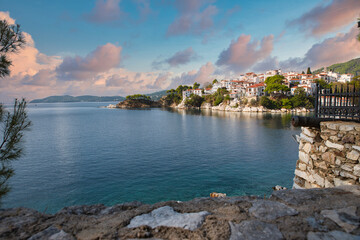 Skiathos Island, Greece. Skiathos town on Beautiful view of the old town .