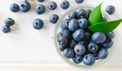 Blueberries Over White Background top view