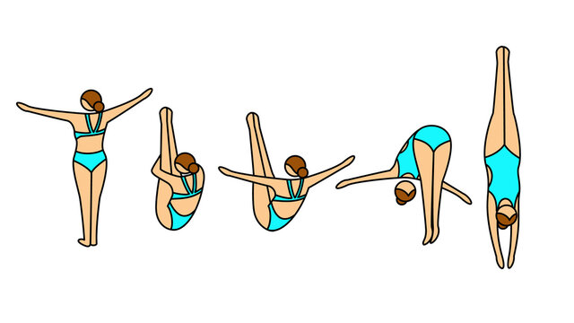 Woman diving high. Illustration of swimming competition.