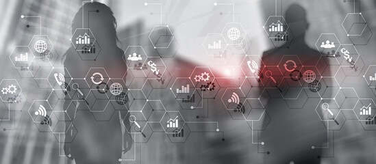 Concept of corporate and startup. Business Icons.