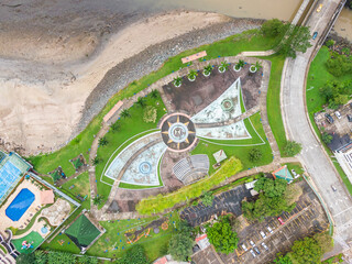 Beautiful aerial view of the Panama City Buildings Parks and marina 
