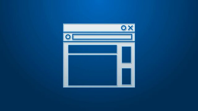 White line Website template icon isolated on blue background. Internet communication protocol. 4K Video motion graphic animation.