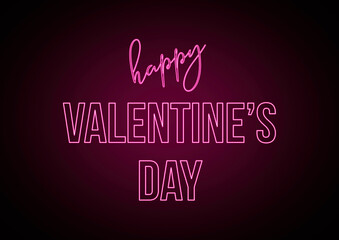 Happy Valentine's Day, text with pink neon lights.