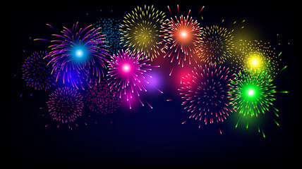 Colorful firework  for Christmas and Happy New Year celebration