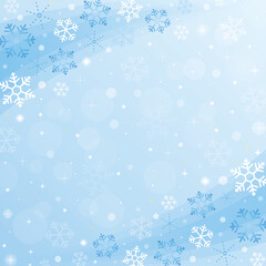 雪の結晶背景イラスト　青　正方形　スクエア　Snowflake background