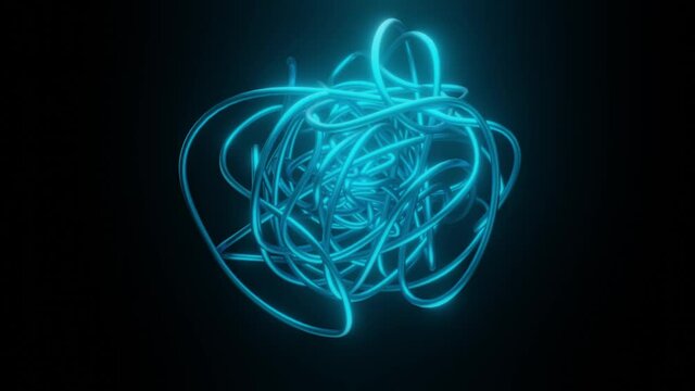 Neon color snake line animation video. 4k footage.