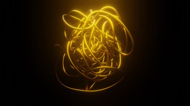 Gold color snake line animation video. 4k footage.