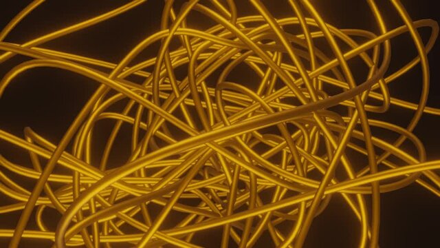 Gold color snake line animation video. 4k footage.