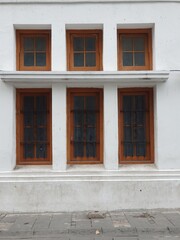 old windows in building