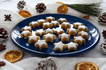 Home-made Christmas star-shaped cakes