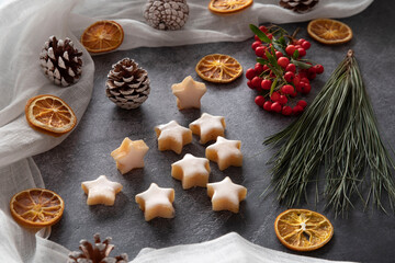 Home-made Christmas star-shaped cakes