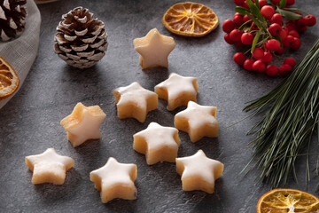 Home-made Christmas star-shaped cakes
