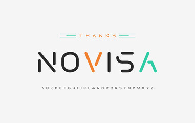 Digital alphabet fonts. Typography for a technology theme, poster, banner. Vector element or template