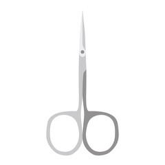 Manicure scissors. Steel scissors with thin blades for cutting cuticles. Vector illustration isolated on a white background for design and web.