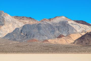 Mountains surround the Racetrack Playa at Death Valley National Park, California, USA