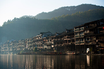 The Old Town of Phoenix (Fenghuang Ancient Town). The popular tourist attraction which is located in Fenghuang County. HuNan, China, 