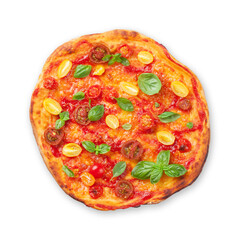 Pizza with tomatoes, mozzarella and basil