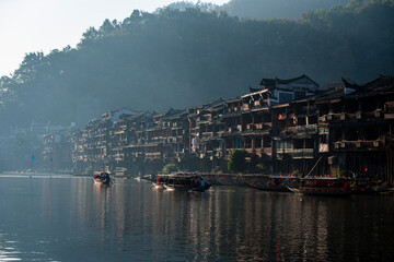 Fototapeta na wymiar Scenery of old houses in Fenghuang City, Hunan Province, China. The ancient city of Fenghuang is regarded by UNESCO as a World Heritage Site.