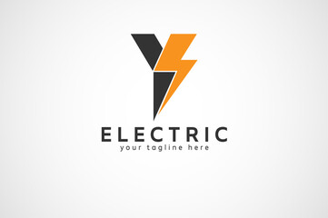 Letter Y Electric Logo, letter Y and lightning bolt combination, tunder bolt design logo template, vector illustration
