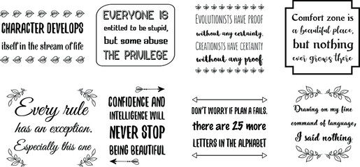 Set of Cool and catchy Calligraphy sayings for print. Vector Quotes 