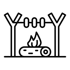 Bone Fire Concept, Wood and Flame Vector Icon Design, Winter Fall activities Symbol on white background, Cold Weather Sign, Wild Season Elements, 