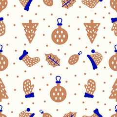 Beautiful Christmas seamless pattern, Christmas wrapping paper, vector.