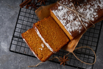 Homemade English sponge cake, tender carrot cake