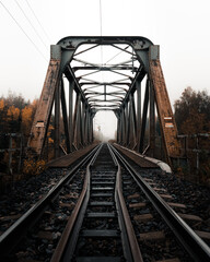 Fototapeta na wymiar Misty small railway bridge