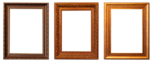 Frames picture baguettes isolated on white background set.