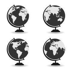 illustration set globe and earth planet icon on white background with shadow