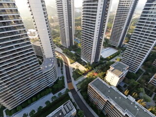 chinese high-rise residential resort area view from the roof © lesiayun