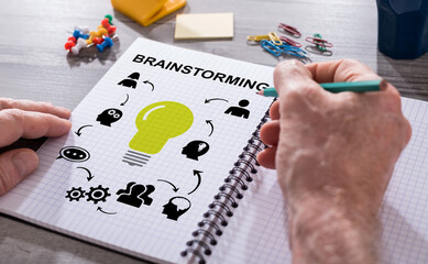 Brainstorming concept on a notepad